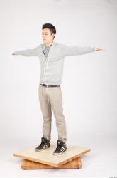 Whole Body Man T poses Asian Casual Slim Studio photo references